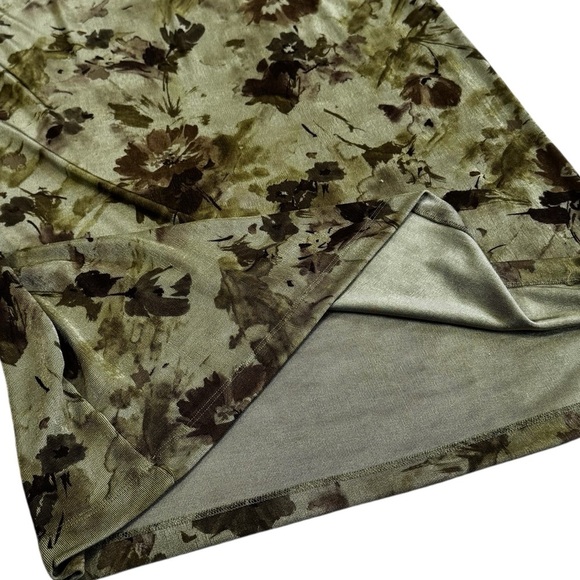Y2K Maurices Olive Green Floral Abstract Maxi Skirt Size Medium Made in USA - Picture 7 of 9